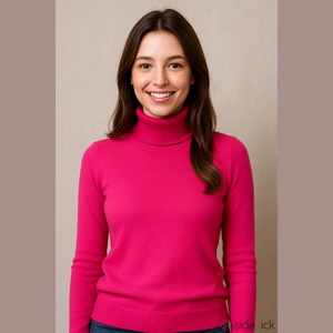 Hot pink Mongolian Cashmere turtleneck sweater Small Luxurious Jumper 1234